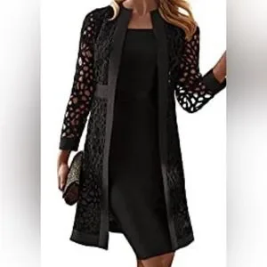 Viando | Dresses | Womens Formal 2 Piece Set With Lace Jacket And Dress  Black Size Large | Poshmark